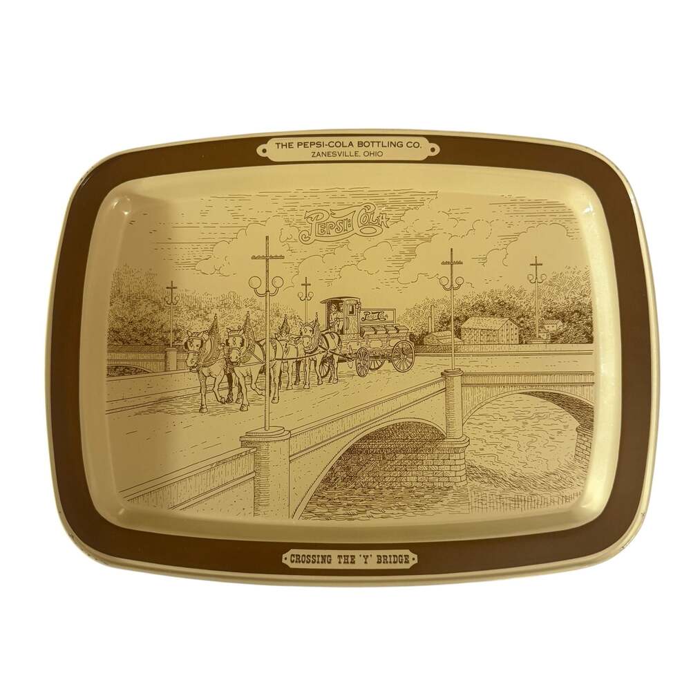 Vintage Pepsi-Cola Bottling Co. 'Crossing The Y Bridge' Collector's Serving Tray